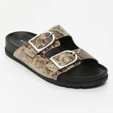 AISHANI sandales en cuir beige serpent