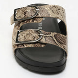 AISHANI sandales en cuir beige serpent
