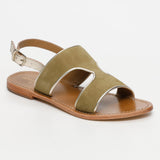 VERNON sandales en cuir olive+gold