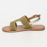 VERNON sandales en cuir olive+gold