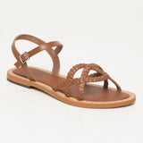 MEISHAN sandales entre-doigts en cuir camel