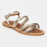 ABIGAIL sandales en cuir platine