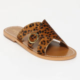 CONI mules en cuir marron léopard