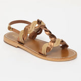 SOVENA sandales tressée en cuir bronze et sable