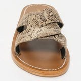 ADITRI mules en cuir beige serpent
