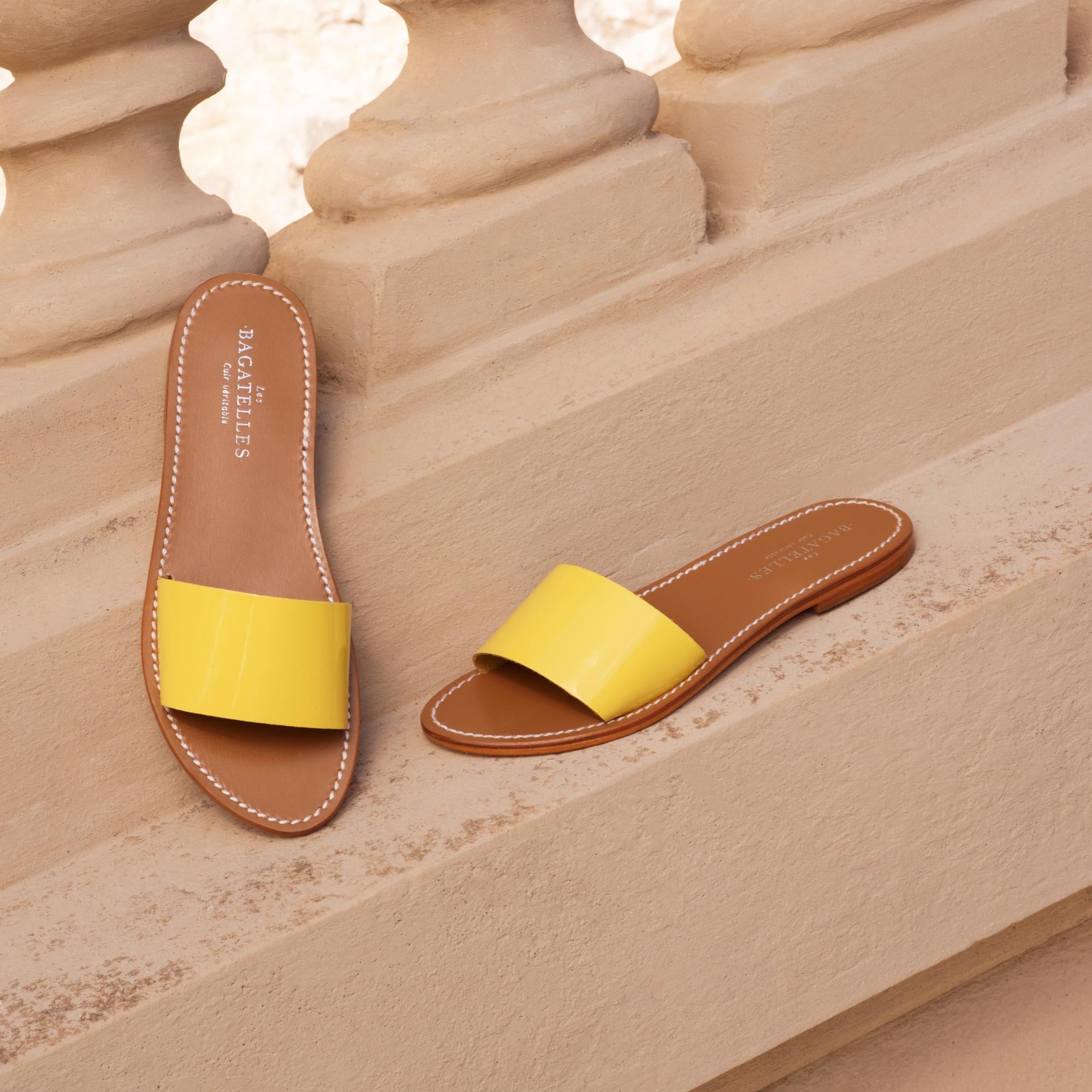 YORK sandales en cuir lemon