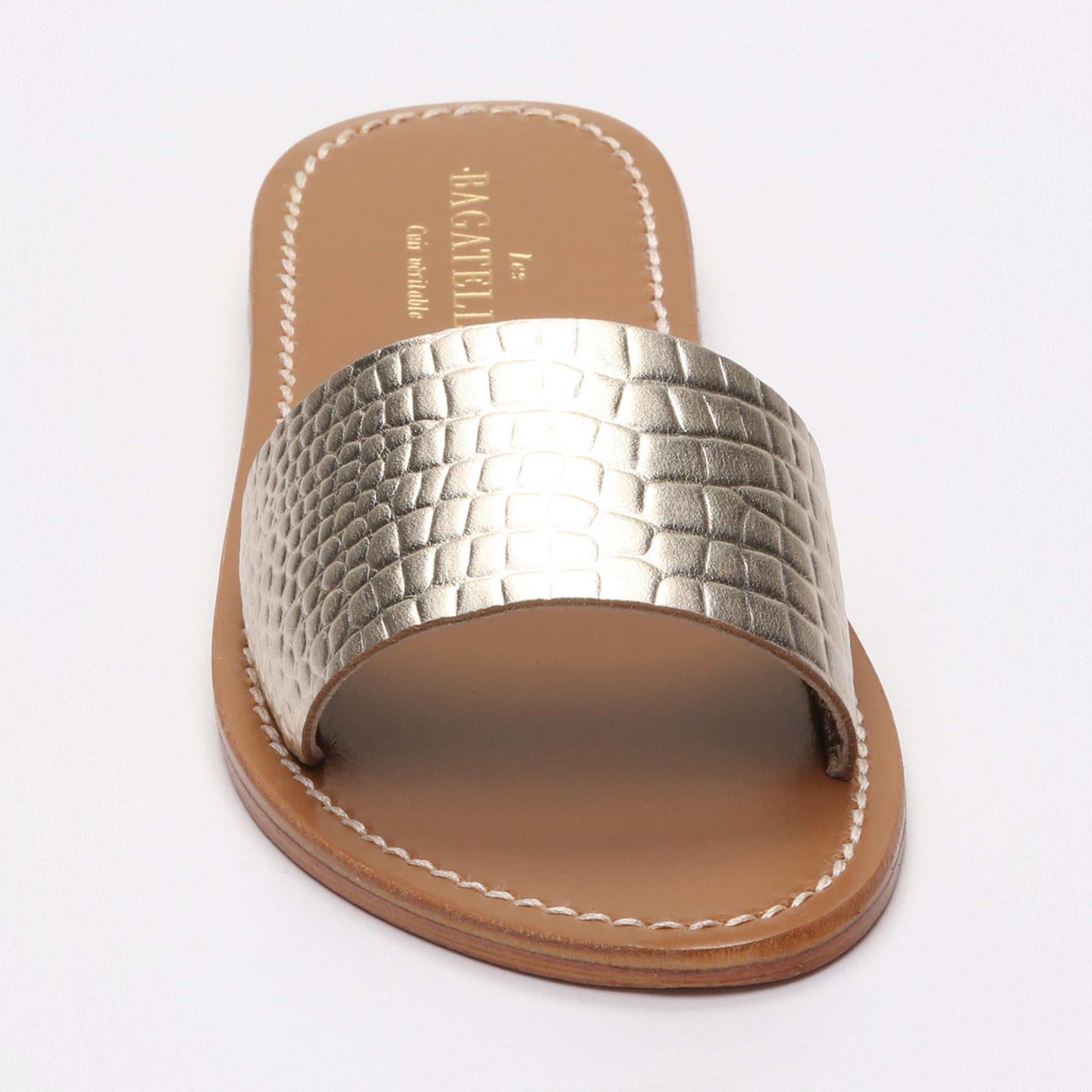 YORK sandales en cuir ltgoldcroco