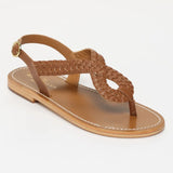 CHADRIMA sandales entre-doigts en cuir camel