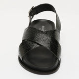 CALYSSA sandales en cuir noir crackle