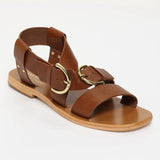 ABHAYD sandales en cuir marron lézard