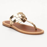 BREXIA mules entre-doigts en cuir doré foncé