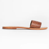 YORK mules en cuir camel croco et camel