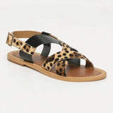 ZYRELIA sandales en cuir léopard et noir
