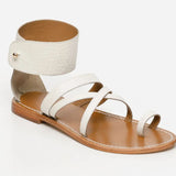 DARIKA sandales bracelet cheville en cuir blanc croco