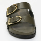 AISHANI sandales en cuir kaki foncé