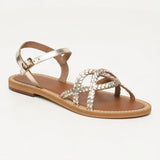 MEISHAN sandales entre-doigts en cuir doré