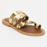 SAMPRIZ mules entre-doigts en cuir doré foncé