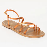 AHI sandales en cuir orange métallisé