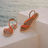 KALYRA sandales en cuir orange fluo