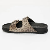 AISHANI sandales en cuir beige serpent
