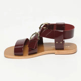 ABHAYD sandales en cuir blackberry verni