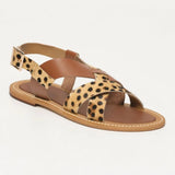 ZYRELIA sandales en cuir camel et léopard
