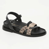 SYMARAE sandales en cuir beige serpent et noir