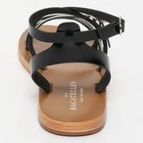 ABHIRI sandales en cuir noir verni