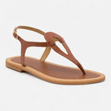 MALABIA sandales entre-doigts en cuir camel