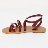 ABHIRI sandales en cuir cranberry verni