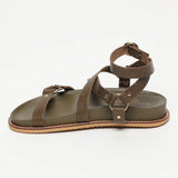MIRA sandales en cuir kaki lézard