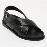CALYSSA sandales en cuir noir crackle