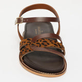 SYMARAE sandales en cuir chocolat et marron léopard