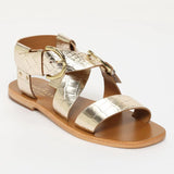 ABHAYD sandales en cuir doré croco