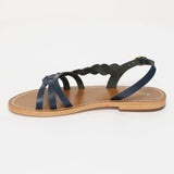 SATYRE sandales tressée en cuir bleu marine
