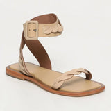 AMBAR sandales bracelet cheville en cuir nude