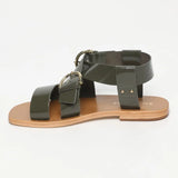 ABHAYD sandales en cuir kaki verni