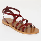 ABHIRI sandales en cuir cranberry verni