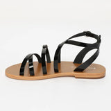 ABHIRI sandales en cuir noir verni