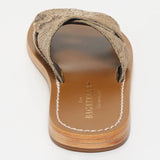 ADITRI mules en cuir beige serpent