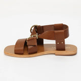 ABHAYD sandales en cuir marron lézard