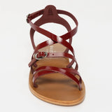 ABHIRI sandales en cuir cranberry verni