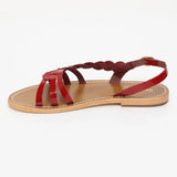 SATYRE sandales tressée en cuir cherry verni