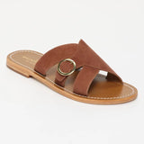CONI mules en cuir caramel