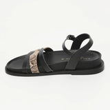 SYMARAE sandales en cuir beige serpent et noir