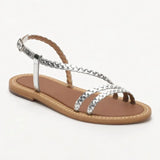 KALYRA sandales en cuir argent
