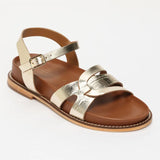 SYMARAE sandales en cuir doré croco