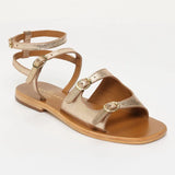 PARME sandales spartiate / lacet en cuir doré crackle