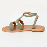 THUJA sandales en cuir kaki clair