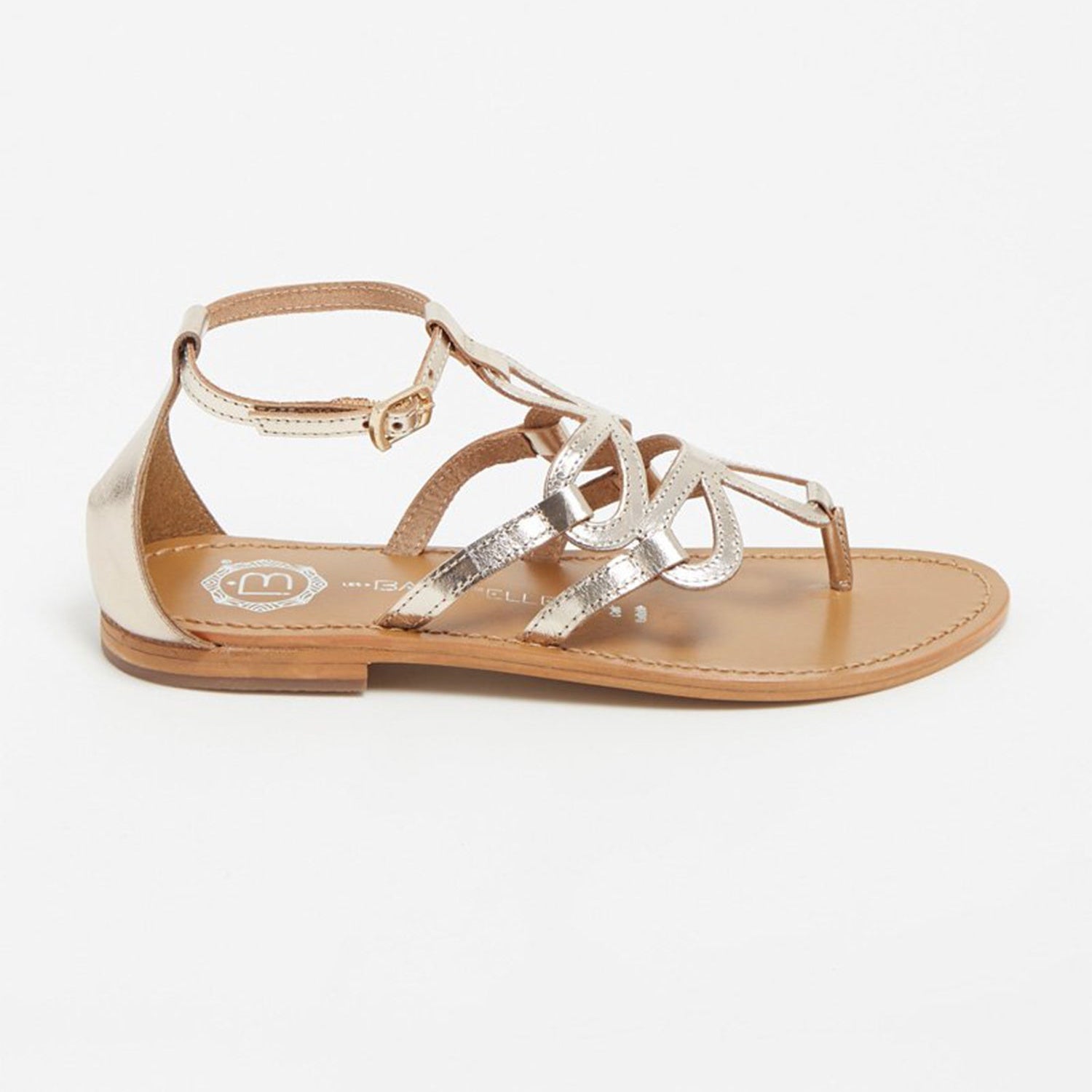 JUNTA Sandale brillante en cuir